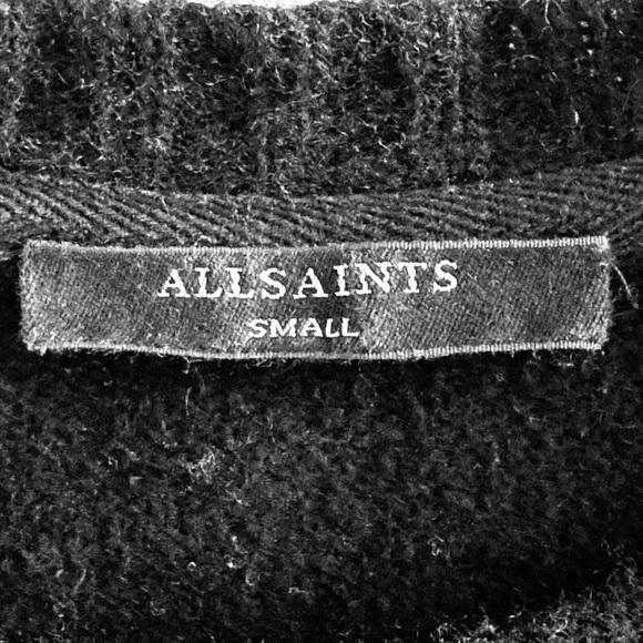 All Saints Women's Size Small Nia Drape Asymmetrical Wool Mix Sweater Black - Picture 4 of 11